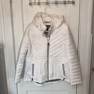 Tommy Hilfiger Women's Full Zip Puffer Down Jacket White size XL